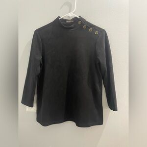 J. McLaughlin Black Top with Gold Button Accents
